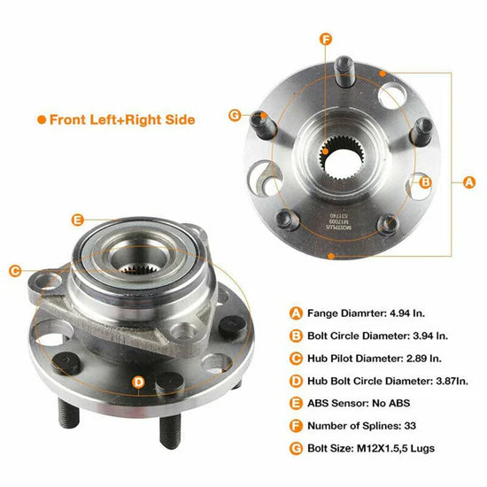 MOOG 513017K - CHEVROLET CAVALIER Front Wheel Bearing Hub Assembly - 2pcs