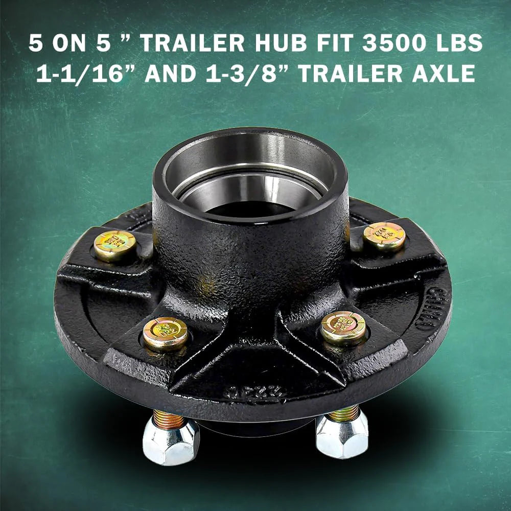 5x5" 5 Lug Trailer Idler Hub Kit - 3500 lbs Axle Hub Assembly