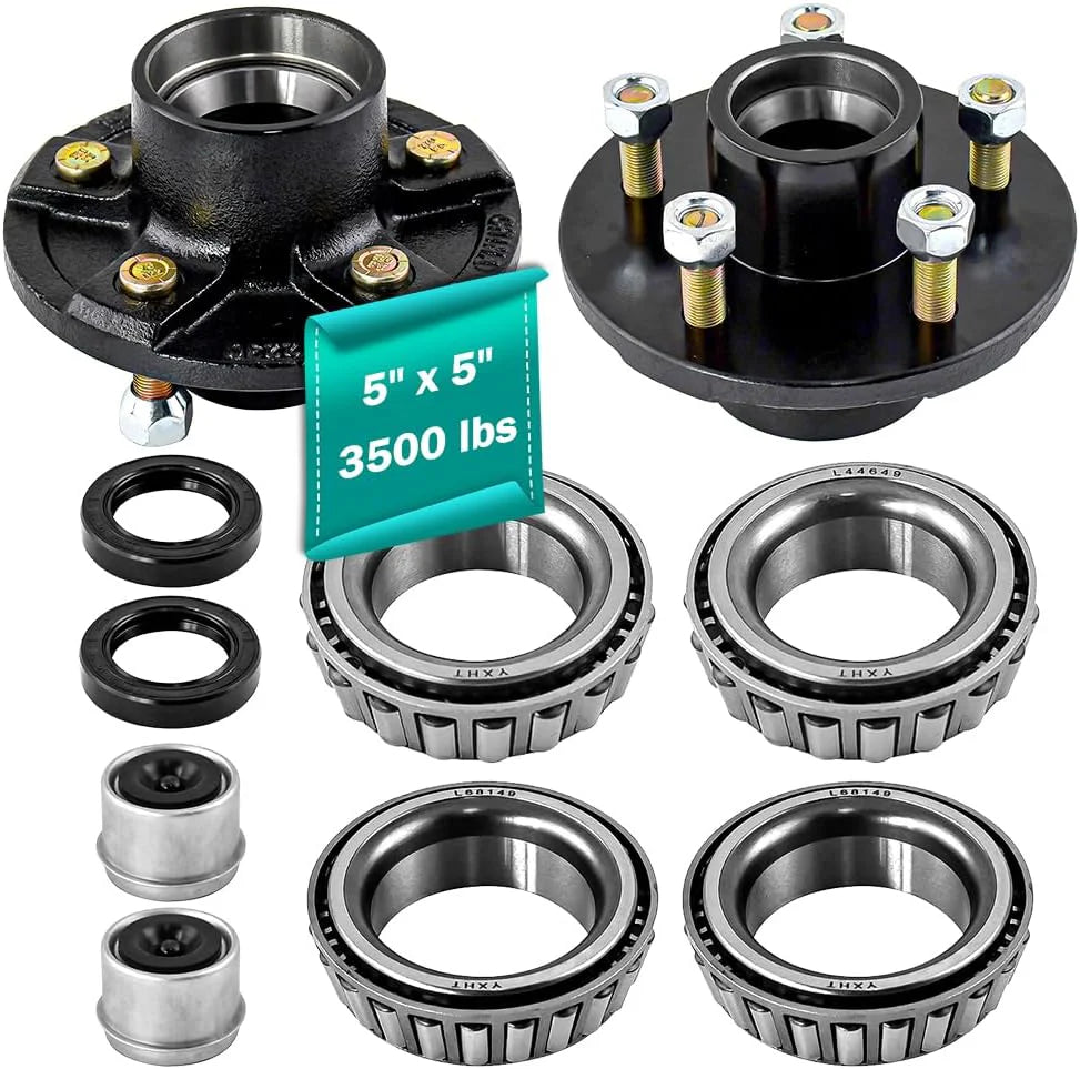 5x5" 5 Lug Trailer Idler Hub Kit - 3500 lbs Axle Hub Assembly