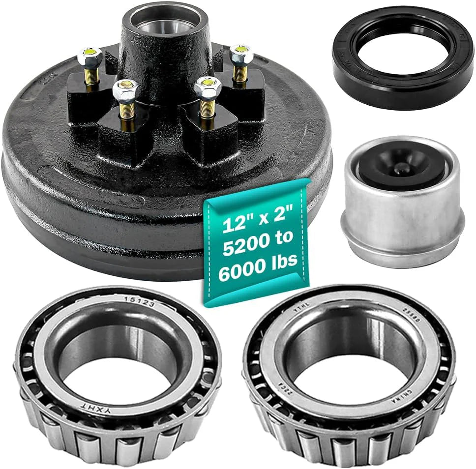 6 on 5.5" Trailer Hub Drum Kit - Compatible with 5200-6000 lbs Axles