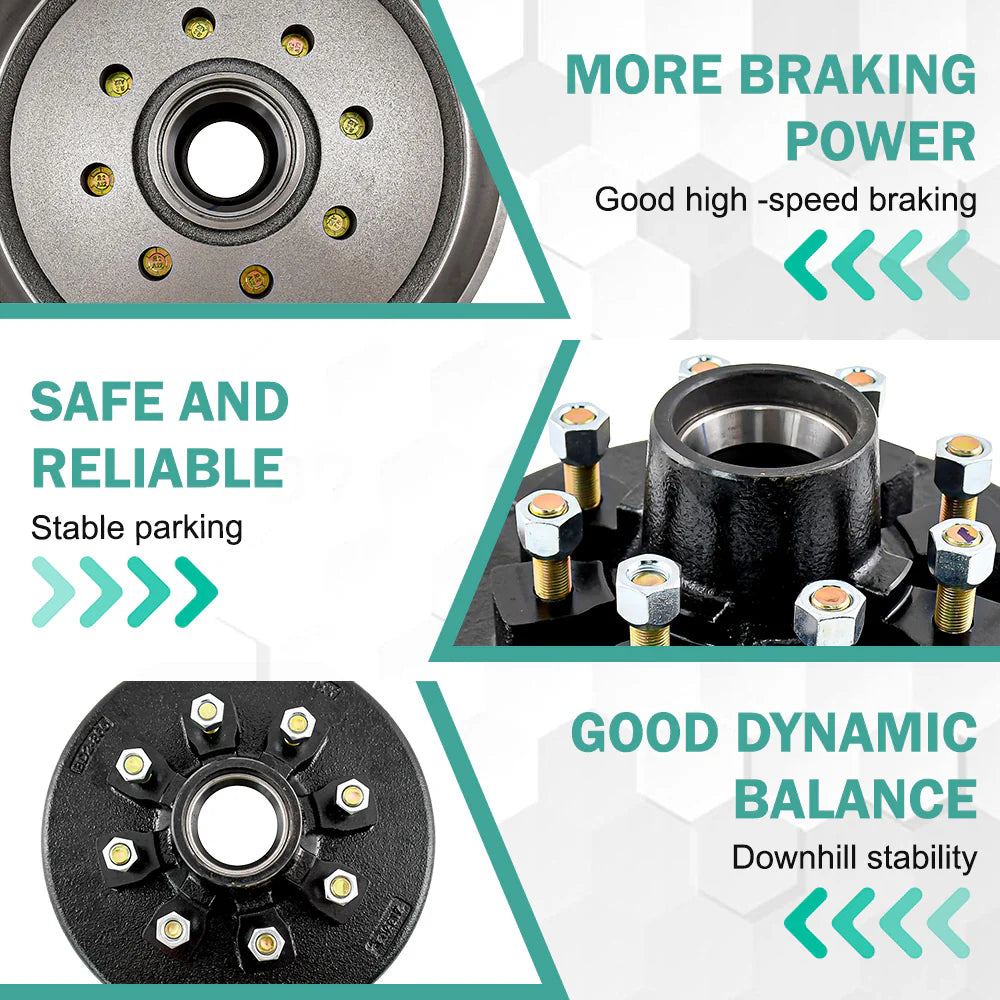 7000lbs Axle Electric Trailer Brake Kit - 12" with 8-6.5" Hub Drum