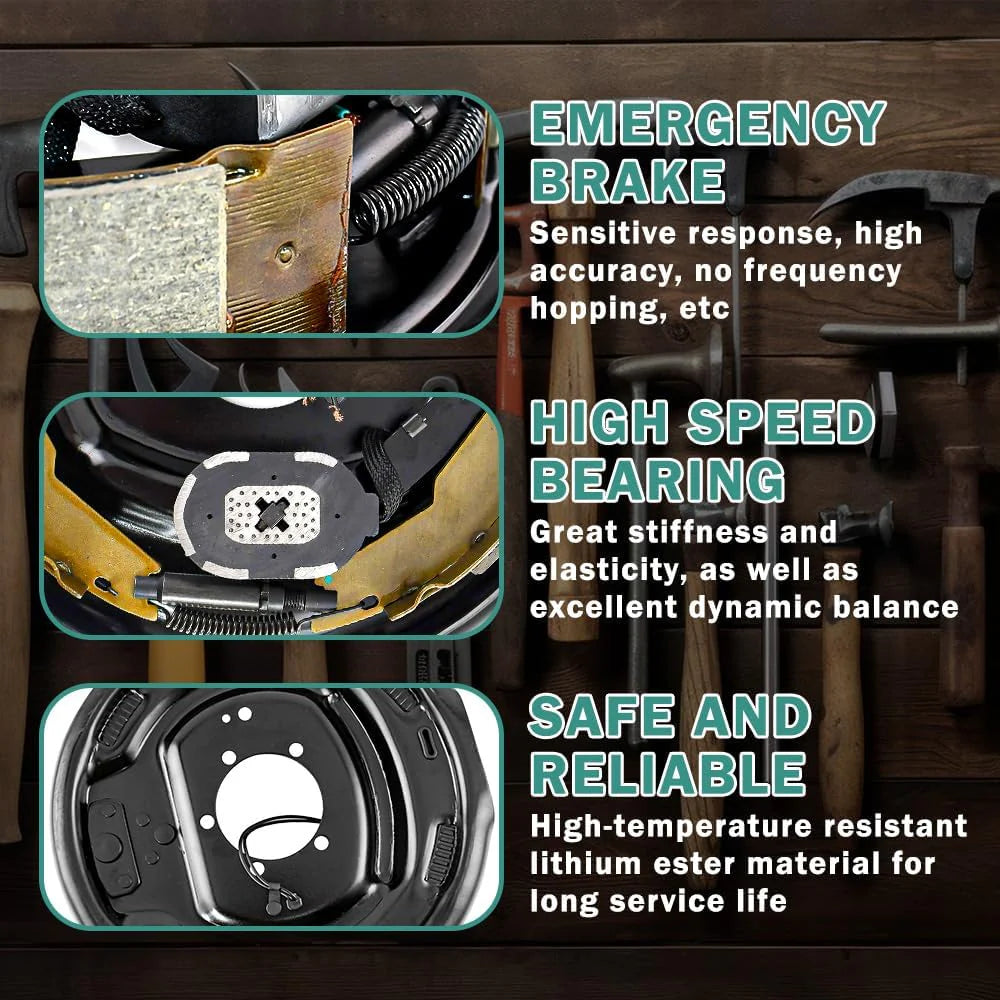 7000 lbs Left Hand Electric Trailer Brake Assembly - 12" x 2"