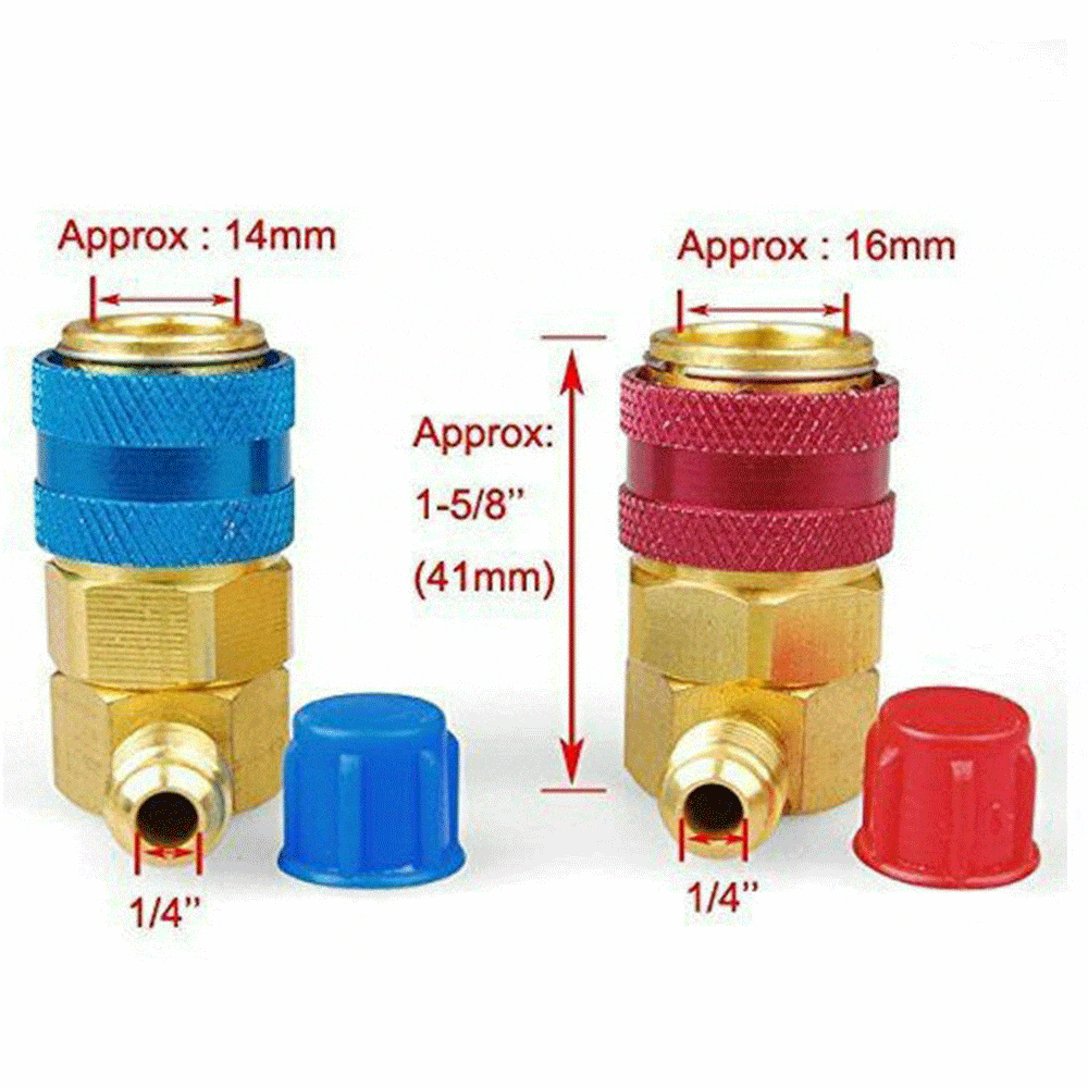 R134A Quick Coupler Adapter Kit High & Low Side 1/4 SAE 2PCS