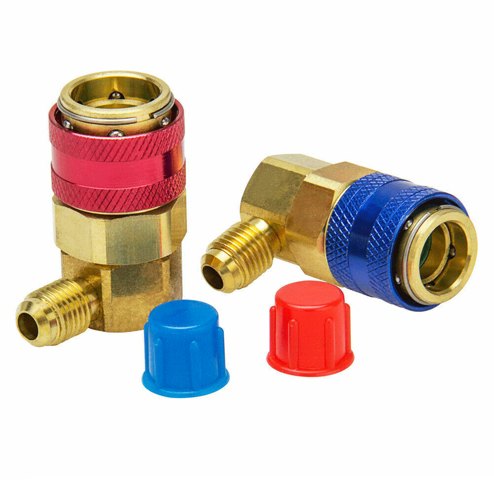 R134A Quick Coupler Adapter Kit High & Low Side 1/4 SAE 2PCS