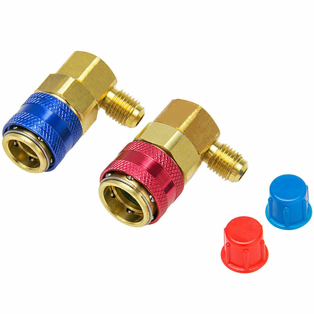 R134A Quick Coupler Adapter Kit High & Low Side 1/4 SAE 2PCS