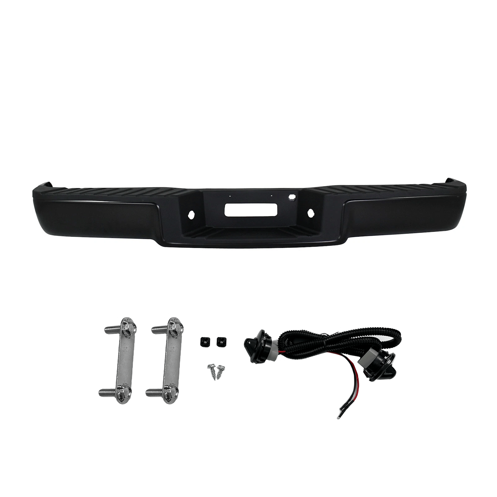 Black Rear Setp Bumper w/ Light fit for Ford F150 2004-2006 w/o Sensor Hole