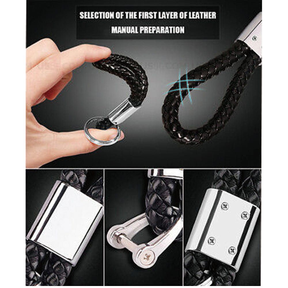Universal Ford Logo Ebmlem Black Calf Leather Keychain Ring Decoration Gift