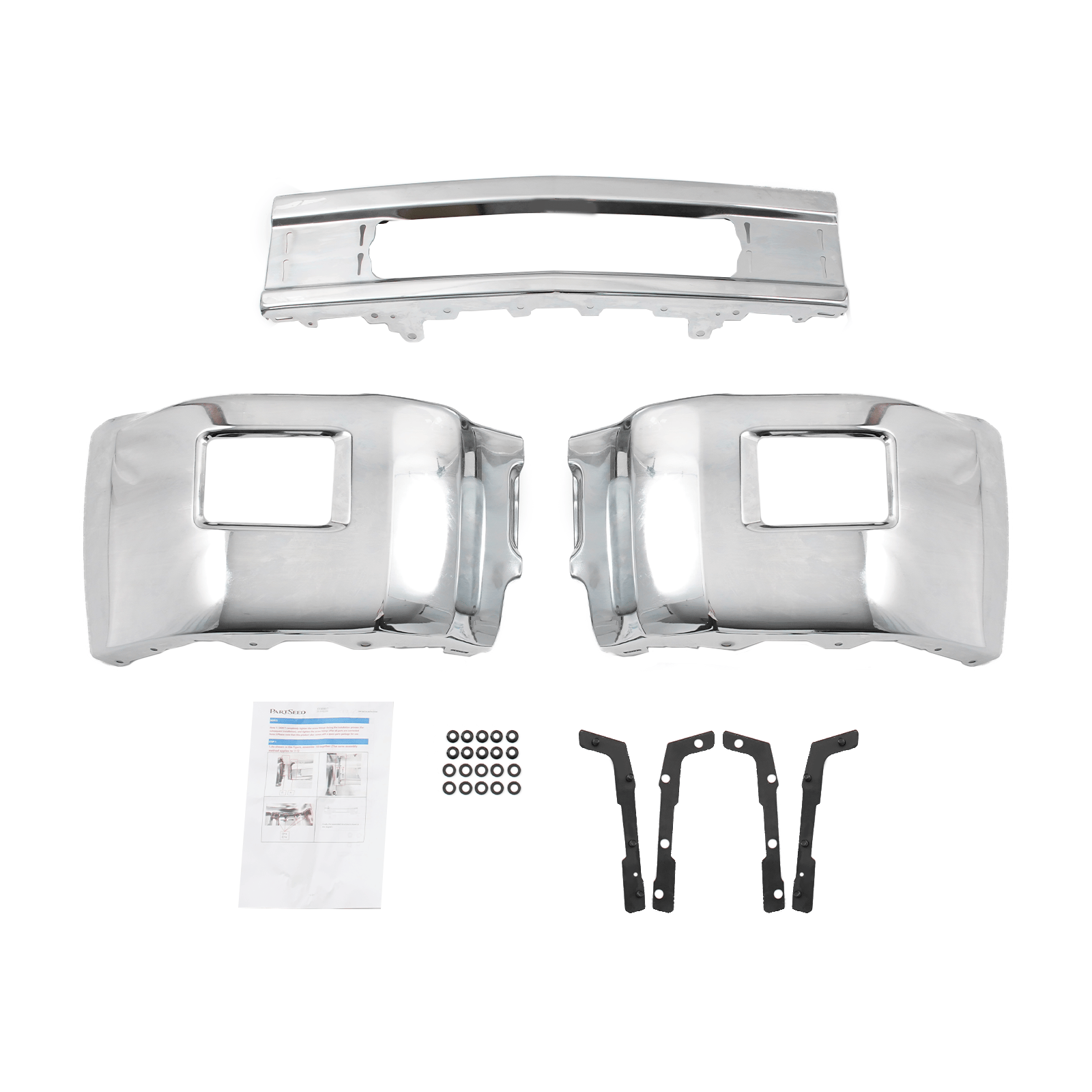 Chrome Front Bumper Face Bar fit for Chevy Silverado 2500 2015-2019 W/Fog Hole
