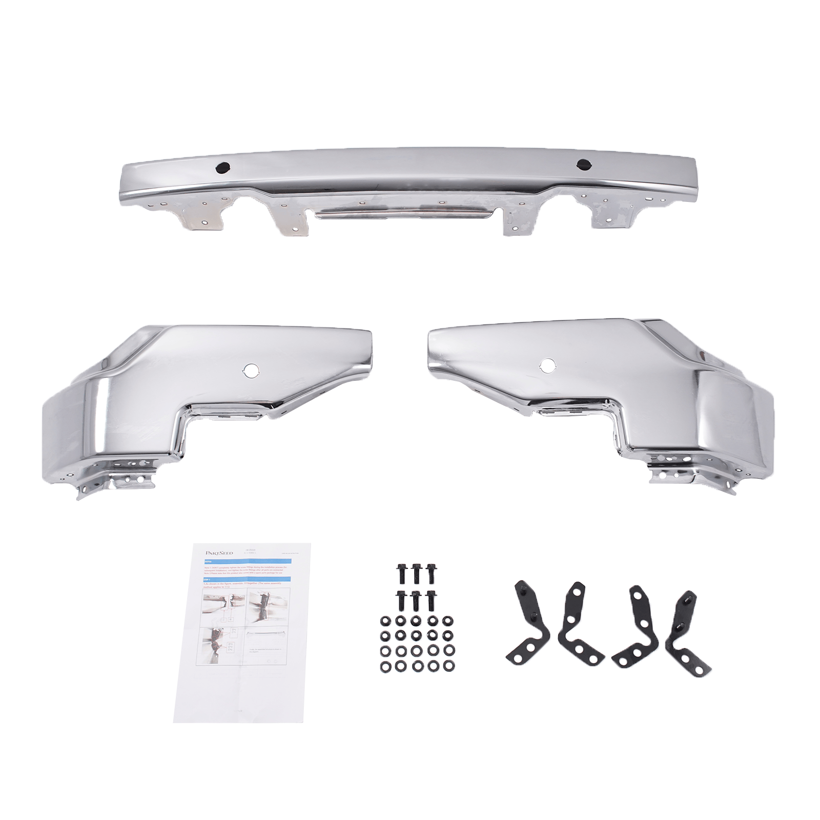 Chrome Front Side Bumper Face Bar w/ Radar Hole Fit For GMC Sierra 1500 2022-24
