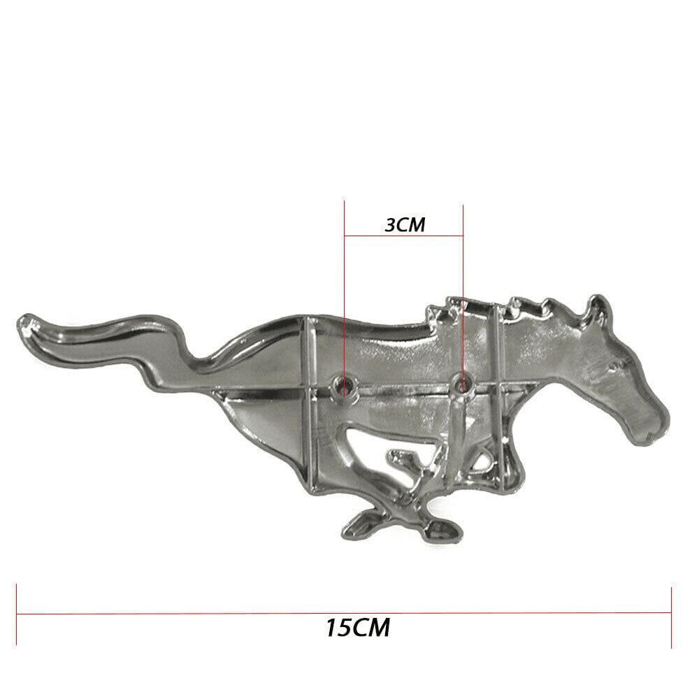 1x 3D Running Horse Emblem Metal Black Front Grille Badge For Ford Mustang