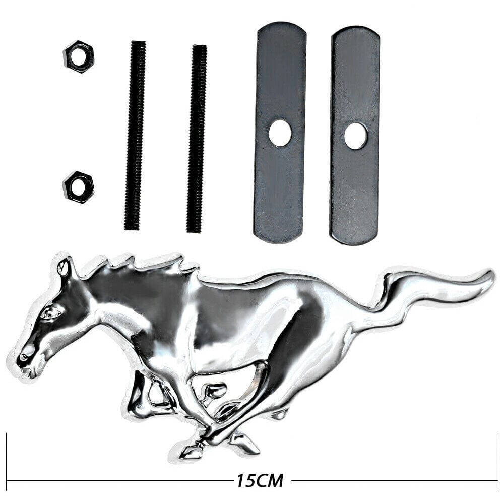 1x 3D Running Horse Emblem Metal Chrome Front Grille Badge For Ford Mustang