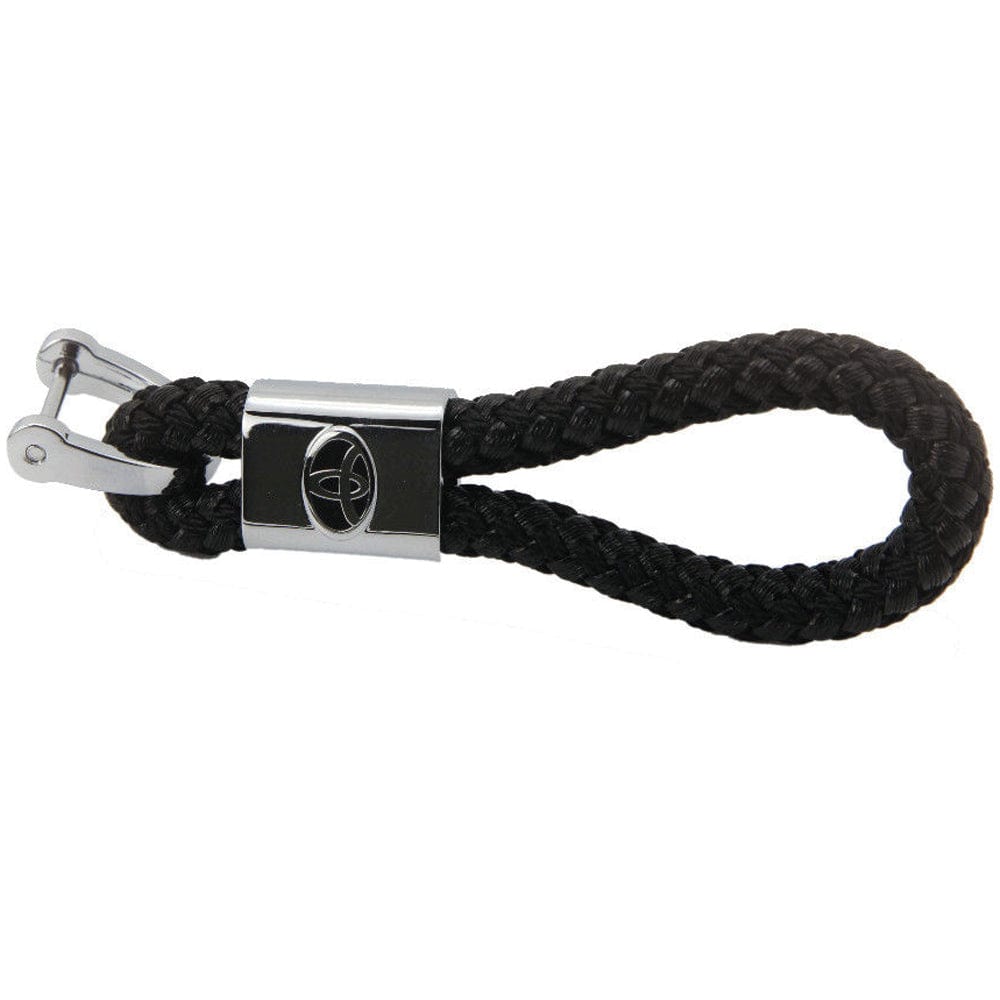 Toyota Logo Keychain Black Calf Leather Alloy Decoration Gift Accessories