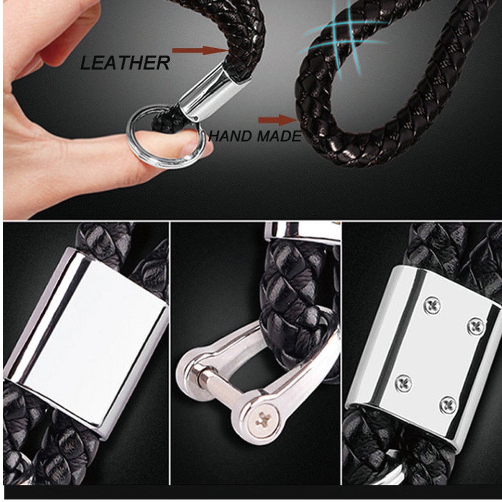 Toyota Logo Keychain Black Calf Leather Alloy Decoration Gift Accessories