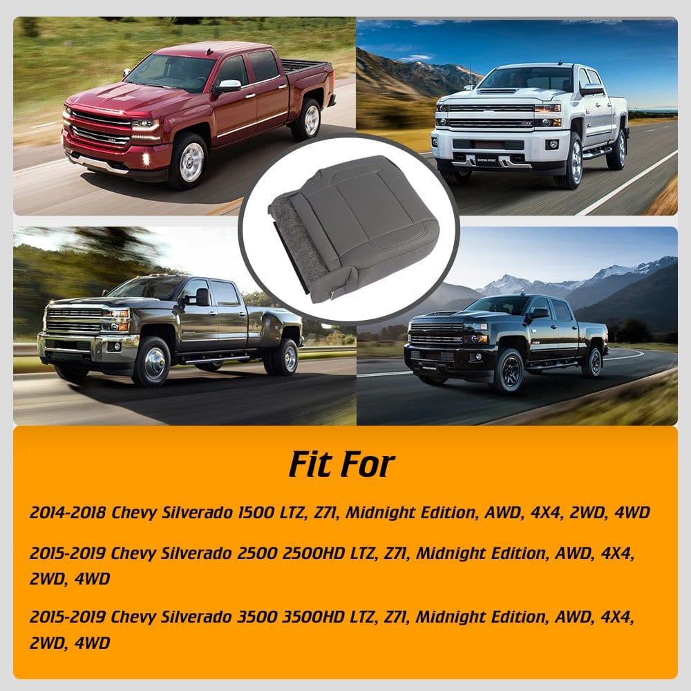 Fit For Chevy Silverado 2500 LTZ Z71 14 - 19 Driver Side Bottom Seat Cover Gray