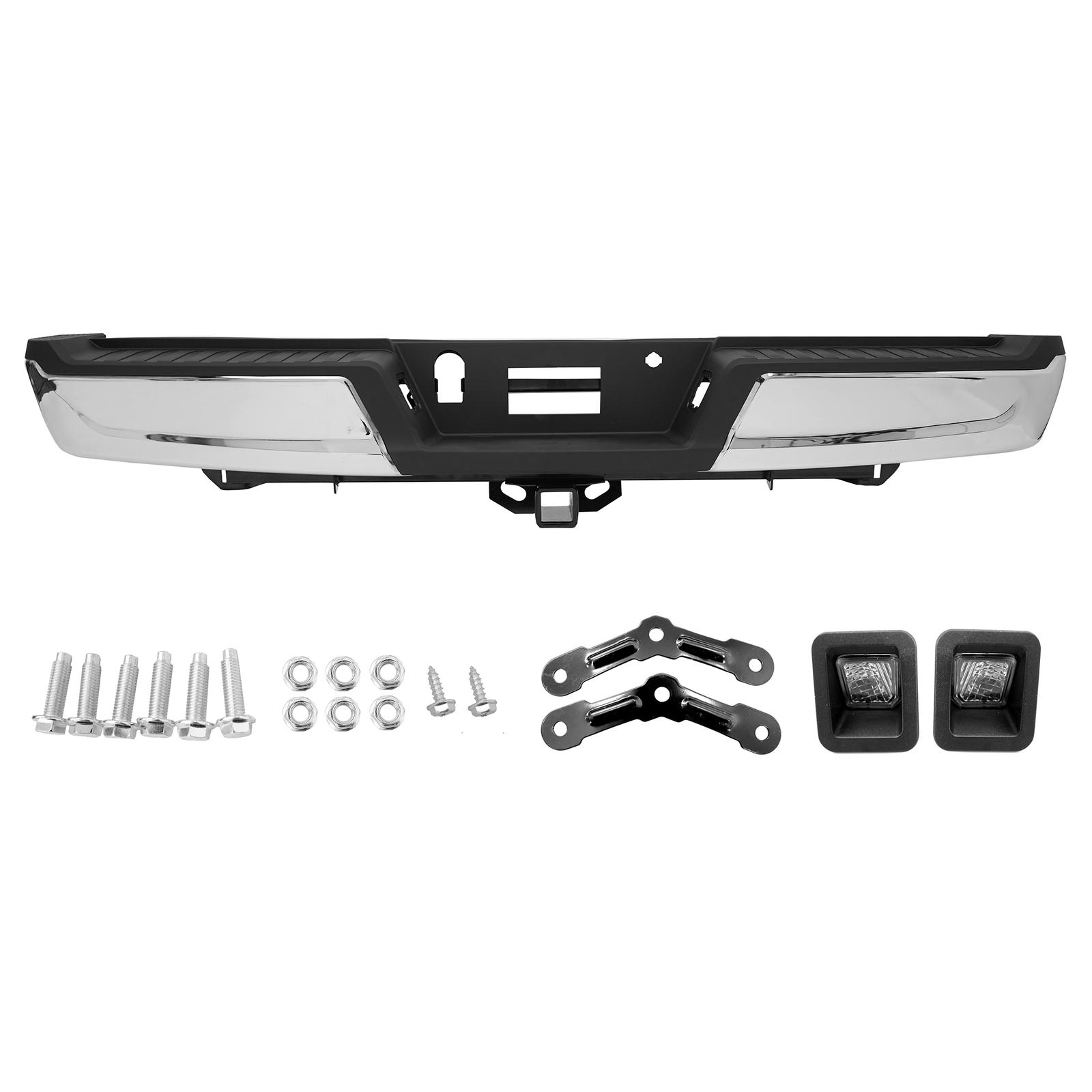 Fit For Ford F-150 21-23 Chrome Rear Bumper Assembly W/Max Tow W/O Sensor Holes