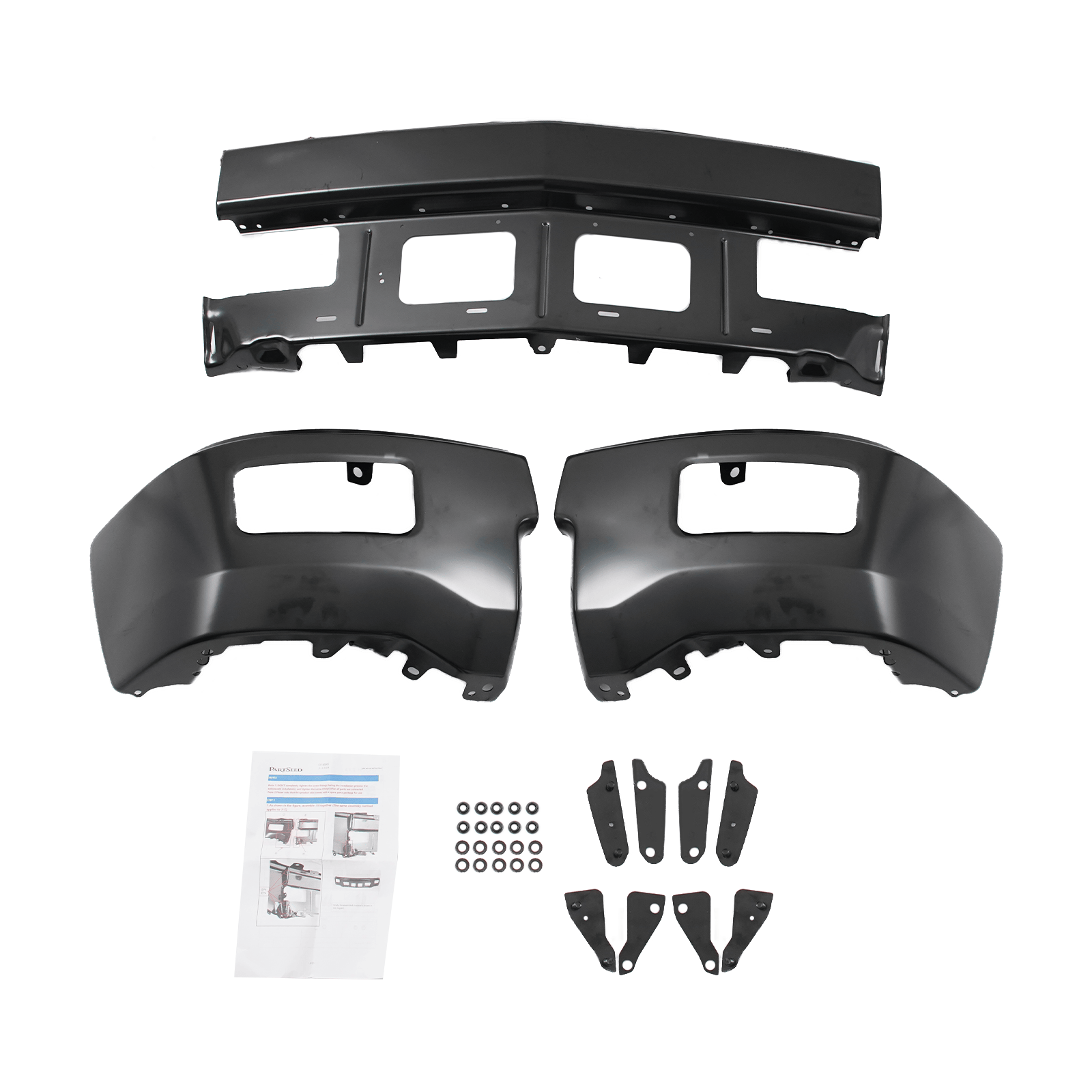 Front Bumper Cover Face Bar Steel W/ Fog Hole Fit For Chevy Silverado 1500 14-15