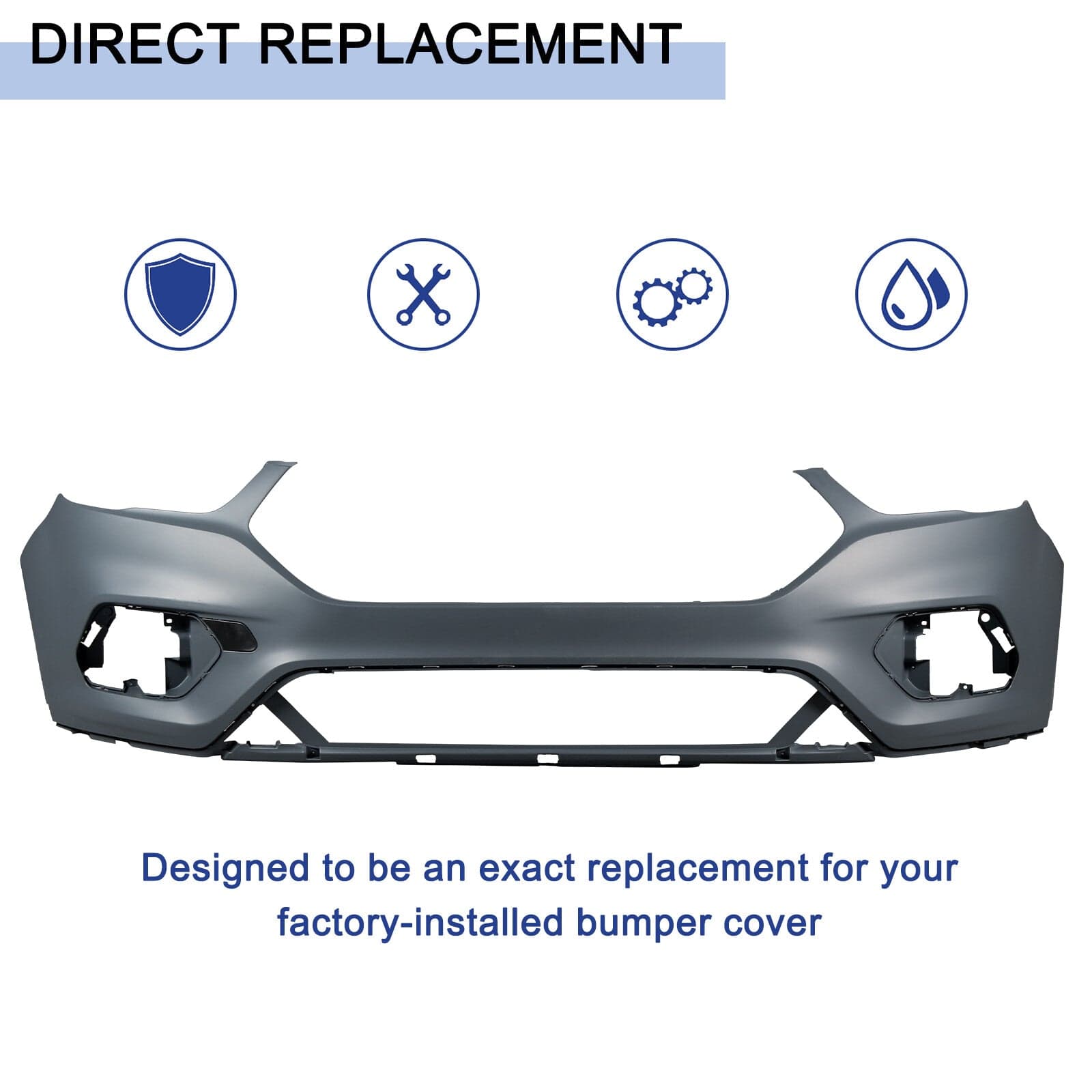 Front Bumper Cover Fit For Ford Escape 2017-2019 Primed Plastic Black Style NEW