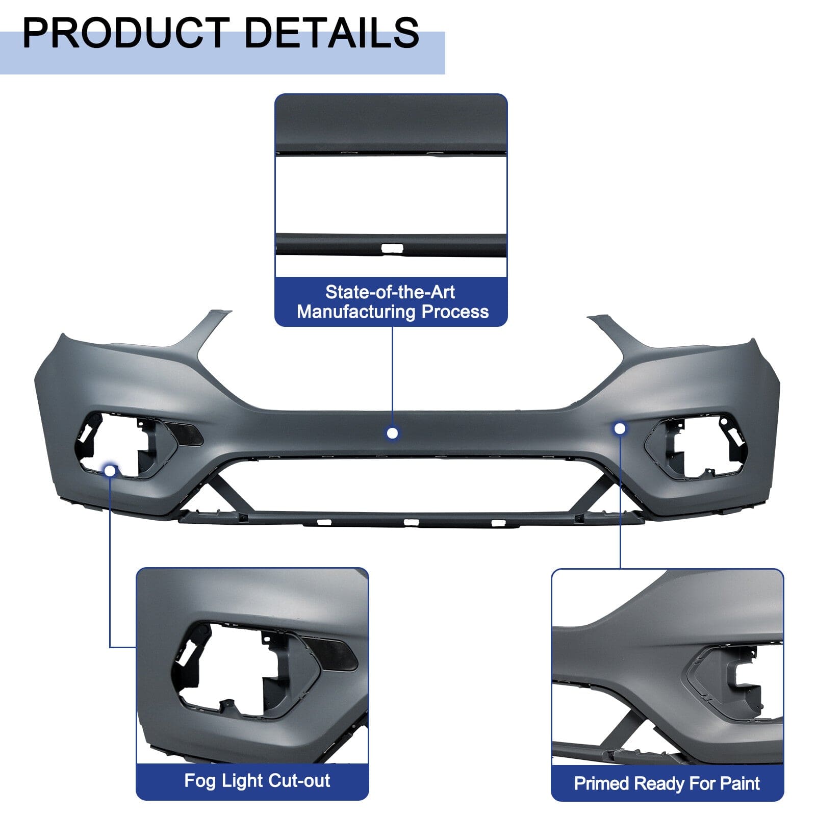 Front Bumper Cover Fit For Ford Escape 2017-2019 Primed Plastic Black Style NEW