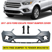 Front Bumper Cover Fit For Ford Escape 2017-2019 Primed Plastic Black Style NEW