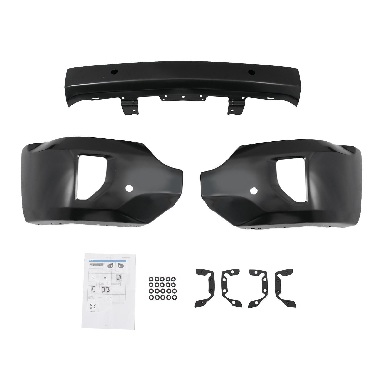 Front Bumper Face Bar Black W/ Sensor Hole Fit For Chevy Silverado 1500 16-18