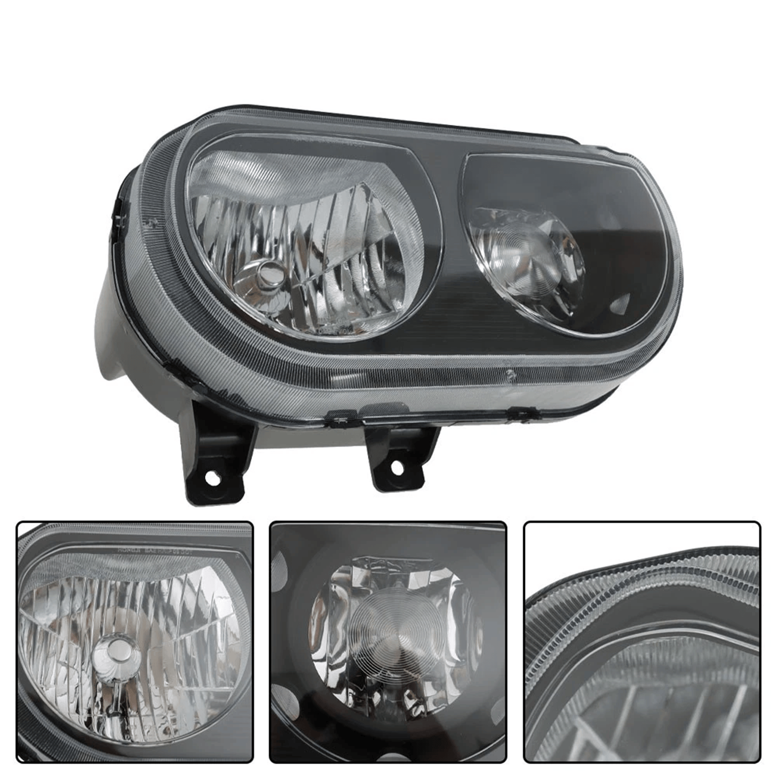 Headlight Assembly Lamp Black Left Right Side Fit For Dodge Challenger 2008-2014