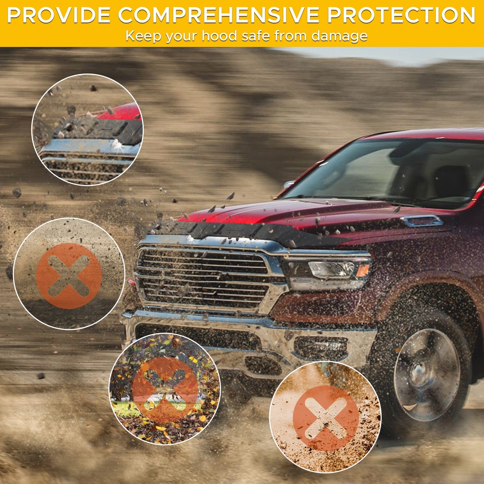 Hood Deflector Hood Protector TPE Hood Shield Fit For Dodge Ram 1500 2019-25