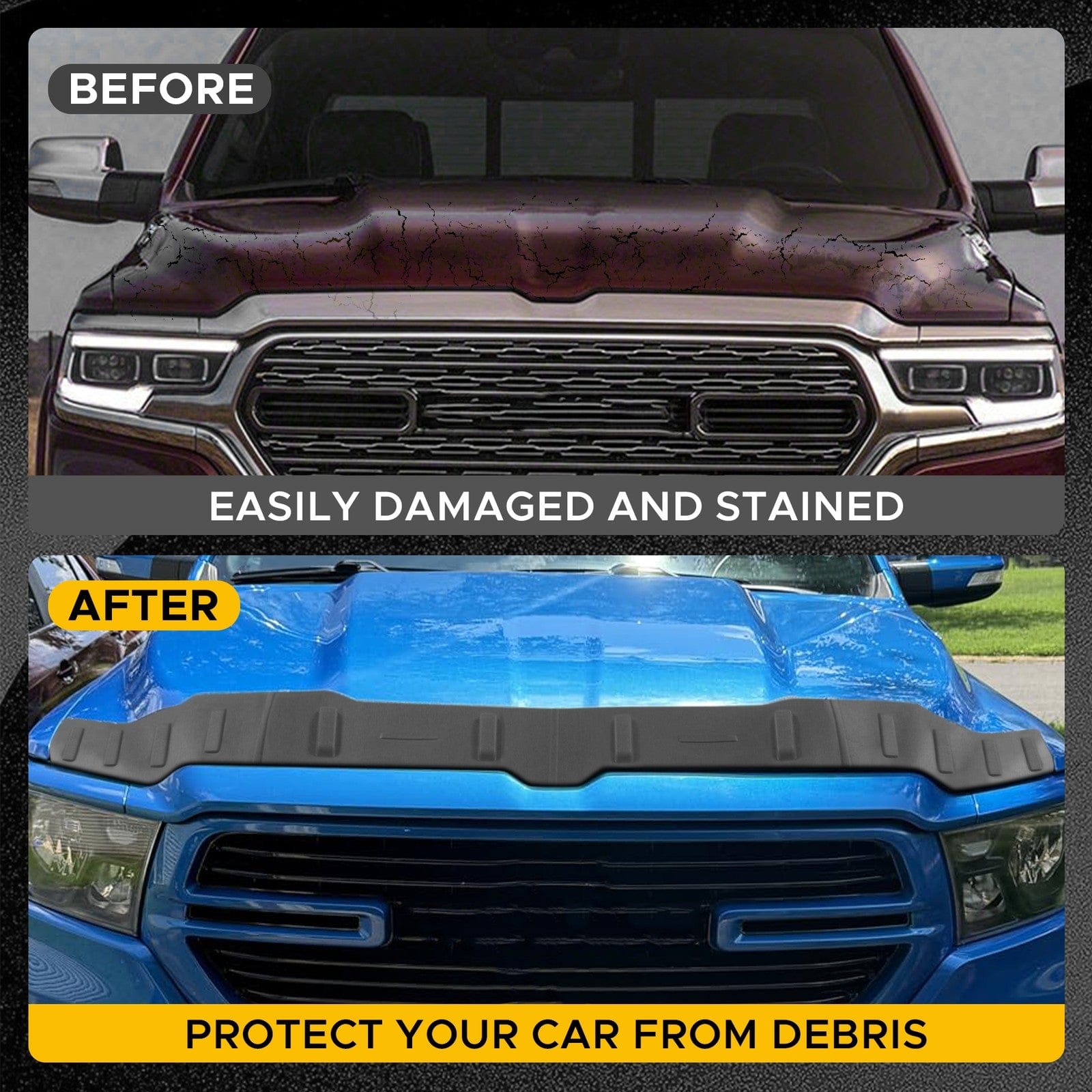 Hood Deflector Hood Protector TPE Hood Shield Fit For Dodge Ram 1500 2019-25