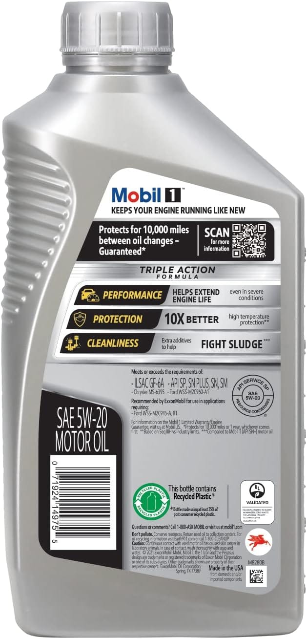 Mobil 1 Advanced Full Synthetic Motor Oil 5W-20, 6-Pack of 1 quarts