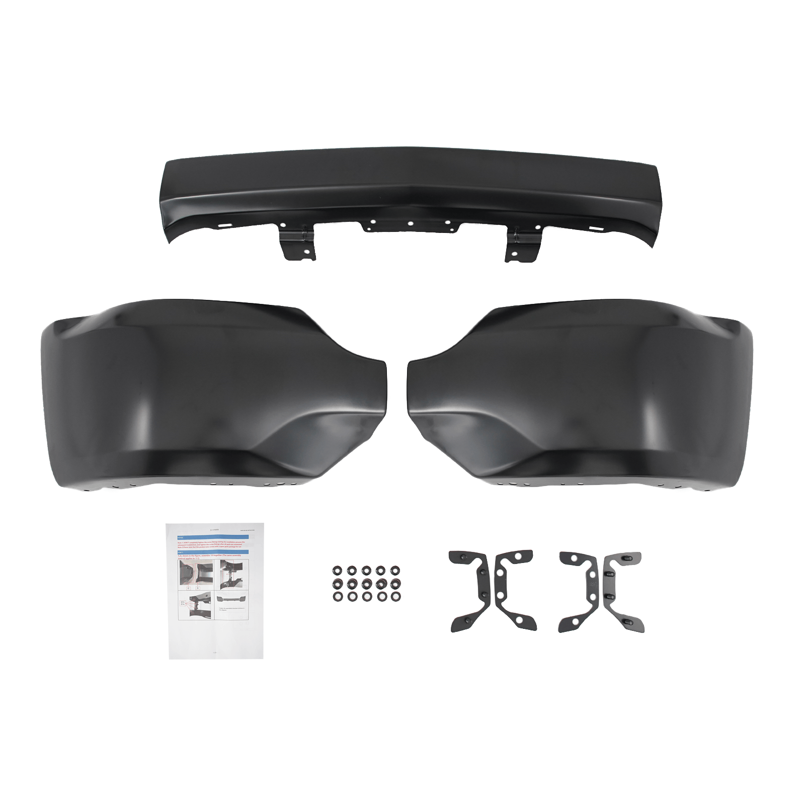 Steel Front Bumper Cover Face Bar Black Fit For Chevy Silverado 1500 2016-2019