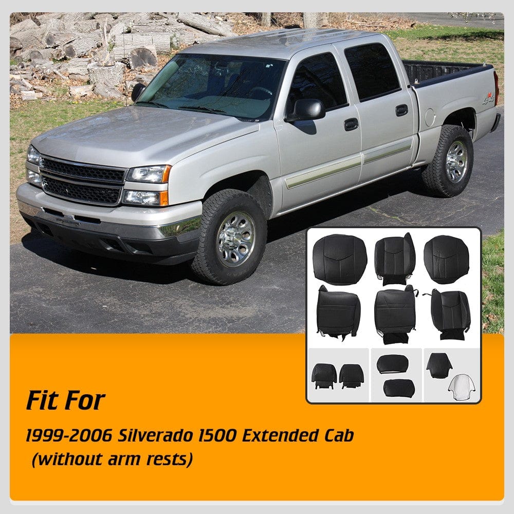 Vinyl Seat Covers Full Set Fit For Chevy Silverado 1500 Extended Cab 99-04 05 06